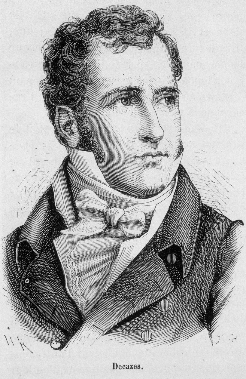 Portret Elie Duc de Decazes i Gl¿cksberg (1780 - 1860), francuski polityk - w „Historii Francji” Henri Martina autorstwa French School