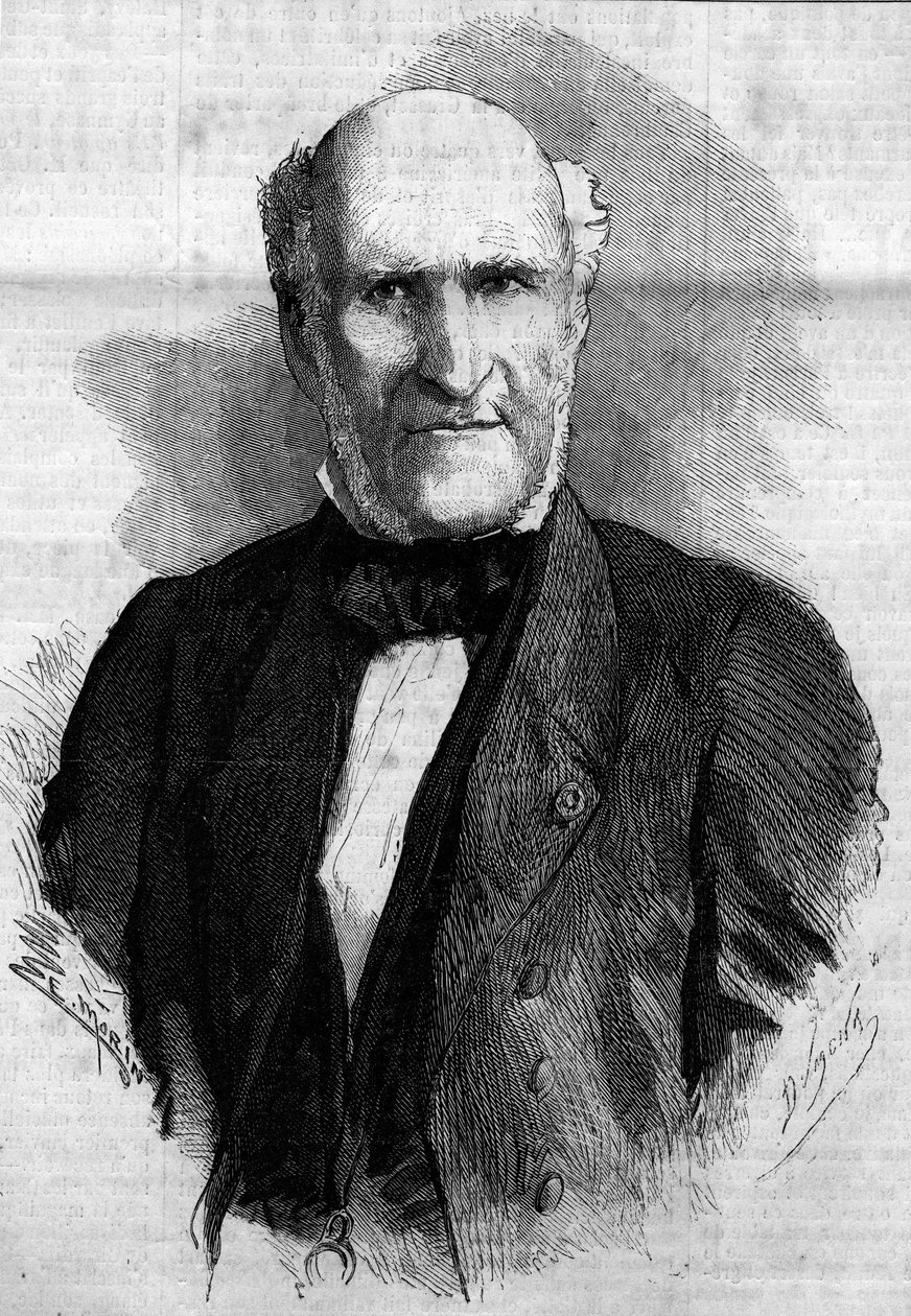 Portret Eliego księcia dekazy i Glucksberga (1780 - 1860), francuskiego prawnika i polityka. Grawer w „Le Monde Illustré” nr 186 z 3 listopada 1860 r. autorstwa French School