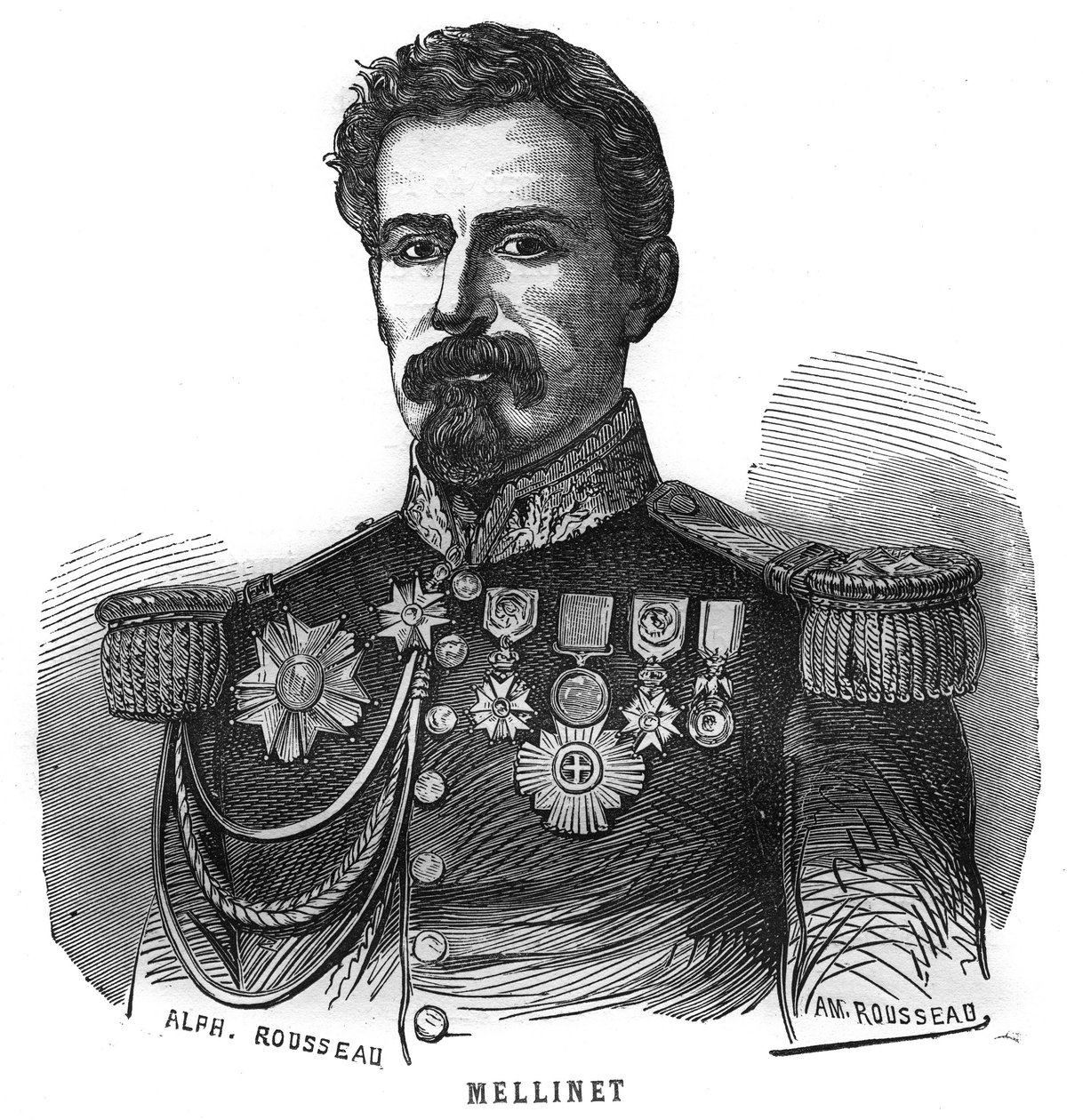 Portret Emile Henry Mellinet (1798-1894), generała francuskiego. Grawer w „Les Illustrations De L