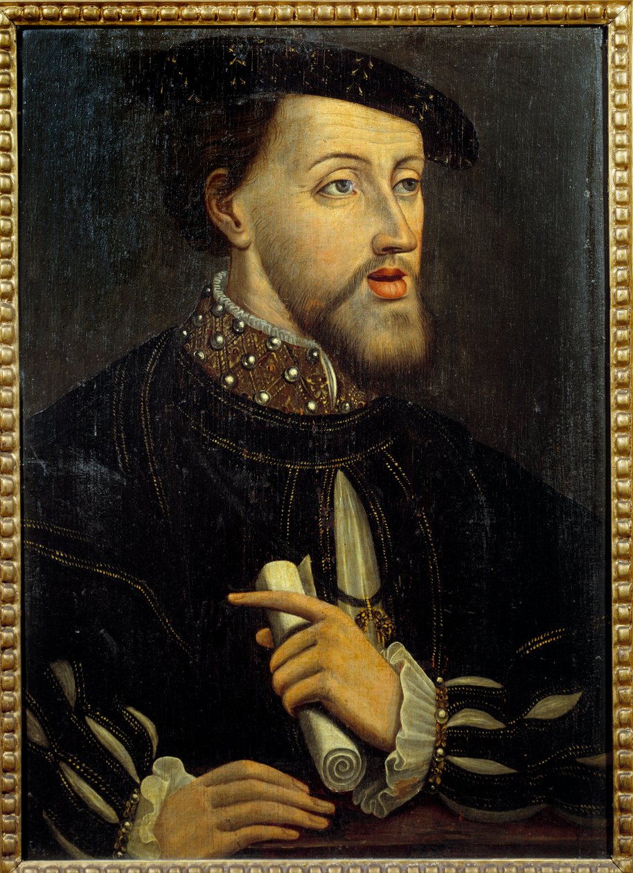 Portret cesarza Karola V (1500-1558). Anonimowy obraz Szkoły Francuskiej. 16 wiek. Muzeum Chantilly Conde autorstwa French School