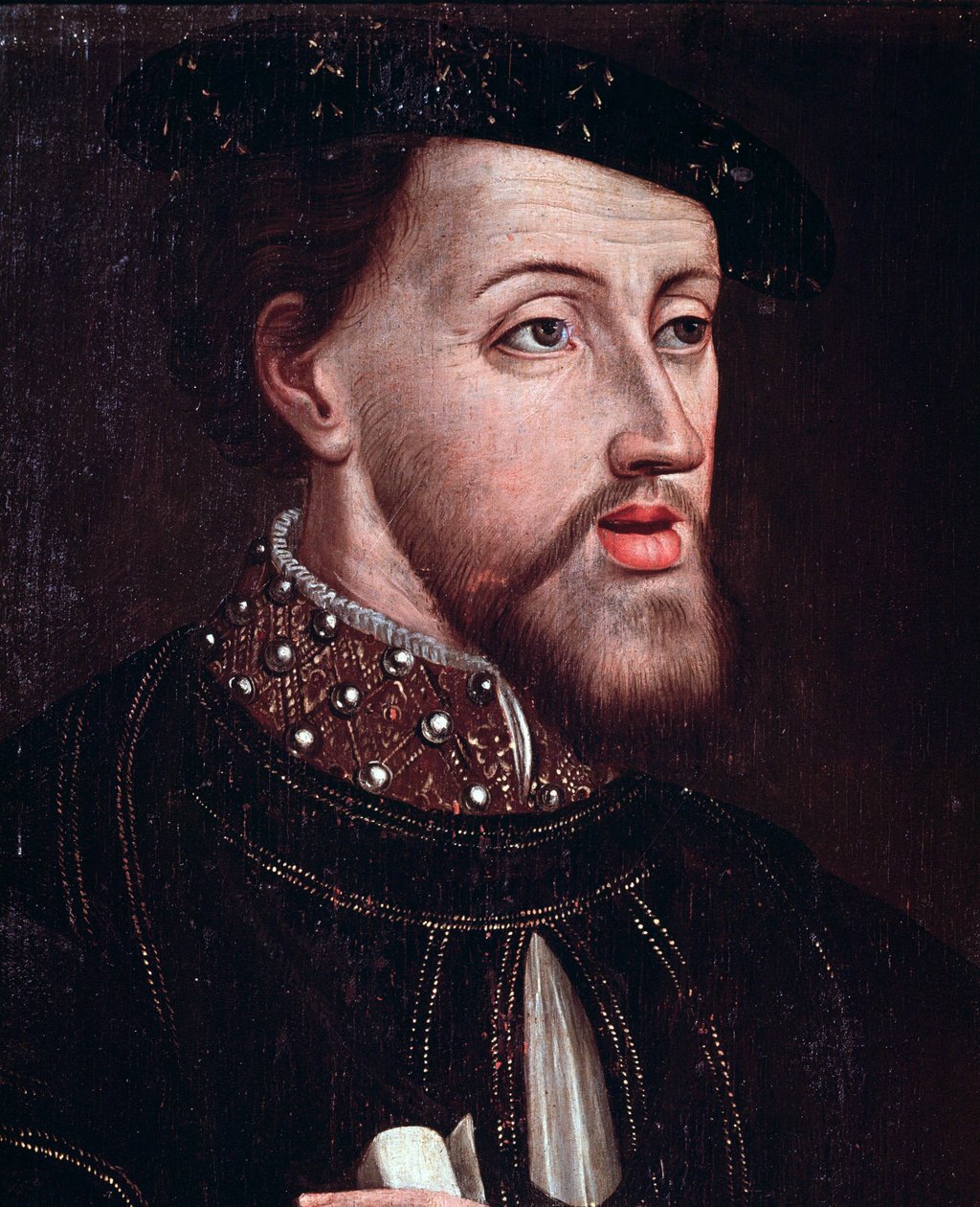 Portret cesarza Karola V (1500-1558) Szczegół Anonimowy obraz szkoły francuskiej XVI-wieczne musee Chantilly Conde autorstwa French School