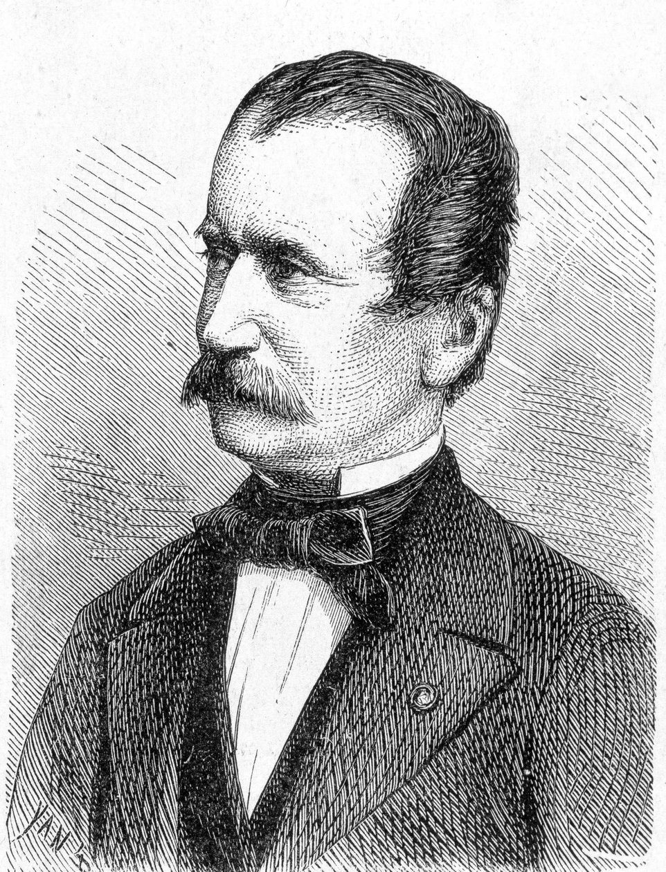 Portret Engertha, austriackiego inżyniera - w „Albumie Nauki”; wybitni naukowcy; Wielkie odkrycia”” 1896. autorstwa French School