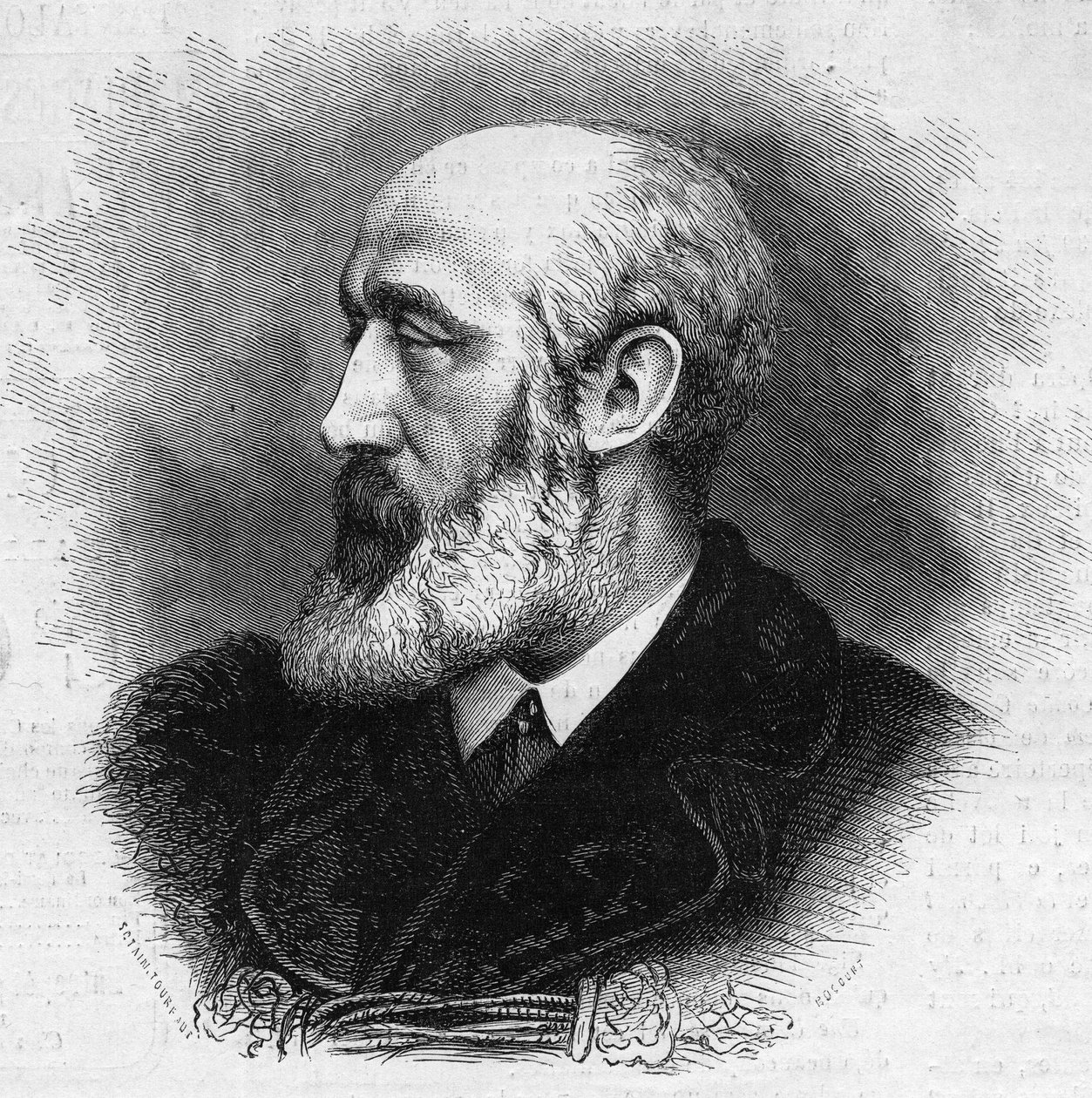 Portret Ernesta Feydeau (1821-1873), francuskiego poety i powieściopisarza. Grawerowanie w „” Świat Ilustrowany”” nr 865 z 8 listopada autorstwa French School
