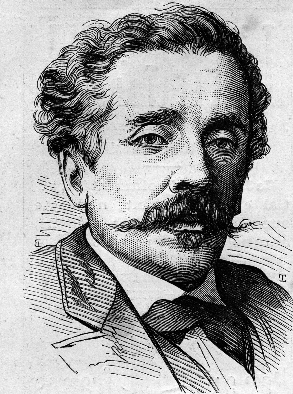 Portret Ernesta Lacana (1829-1879), francuskiego dziennikarza i pisarza. Grawerowanie w „”Le Monde Illustré””n°1141 z 8 lutego autorstwa French School