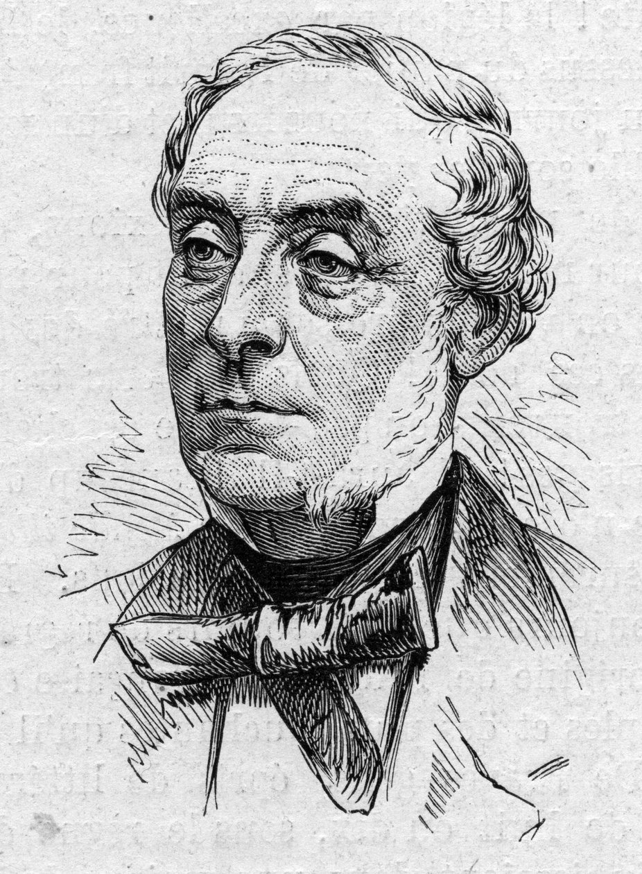 Portret Ernesta Legouve (1807-1903), francuskiego poety, powieściopisarza, dramaturga, eseisty i naukowca. Grawer w „”Le Monde Illustré””n°883 z dnia 14 marca 1874 r. autorstwa French School