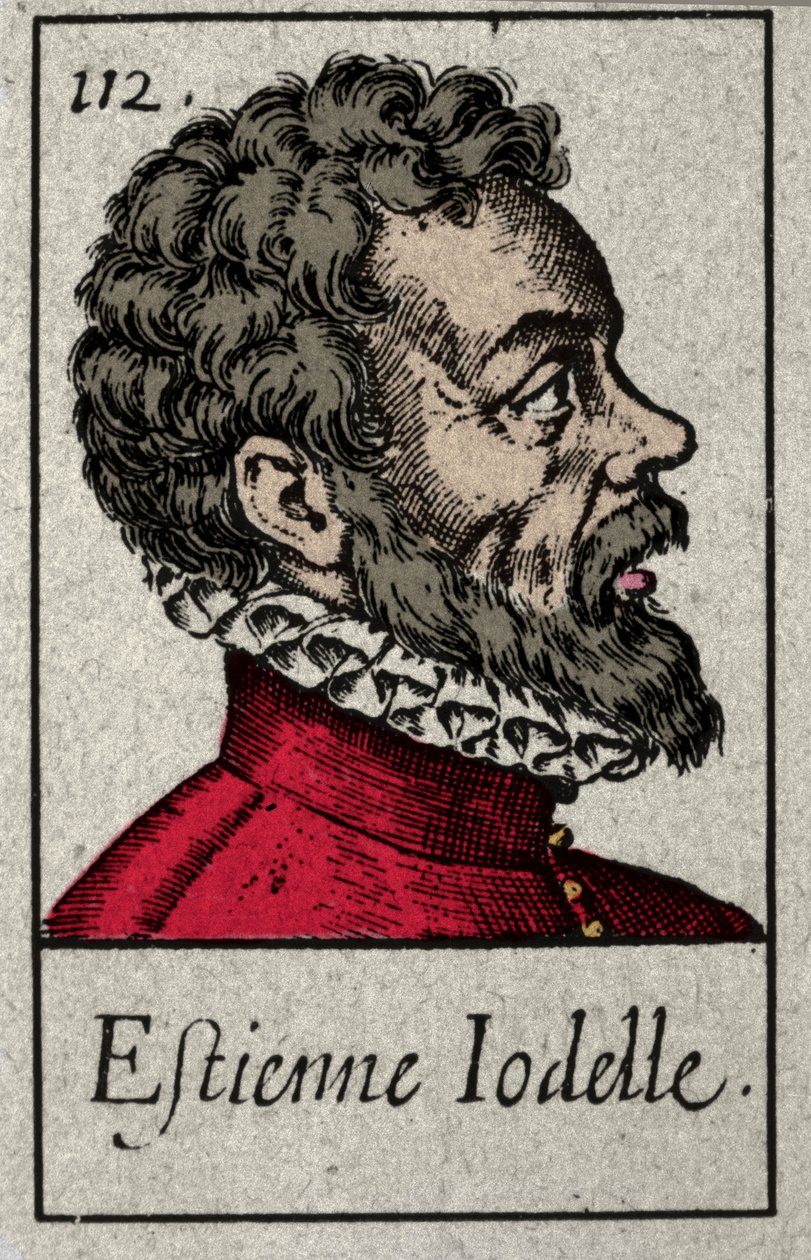 Portret Etienne Jodelle (1532-1573), francuskiego poety członka ruchu Pleiade. Rycina XIX wieku. autorstwa French School