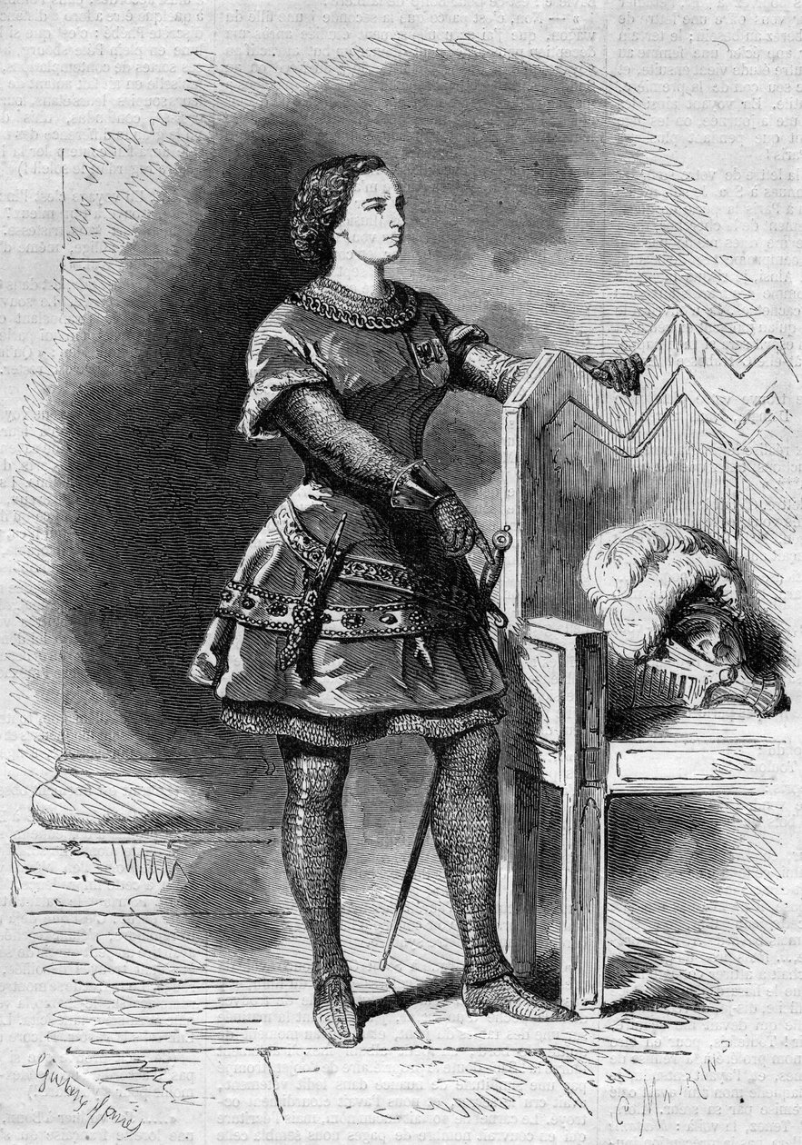Portret Felicity Vestvali (1824-1880), polskiej śpiewaczki, w roli Romea w pierwszym akcie „Romea i Julii” w Operze Paryskiej autorstwa French School