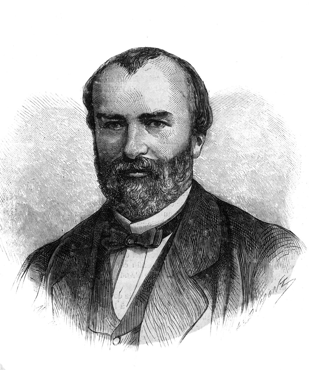 Portret Francois-Saturnina-Leonide Babaud-Laribiere (Francois Saturnin Leonide Babaud Laribiere) (1819-1873) Francuski polityk i makon - Grawerowanie z 1870 r. autorstwa French School