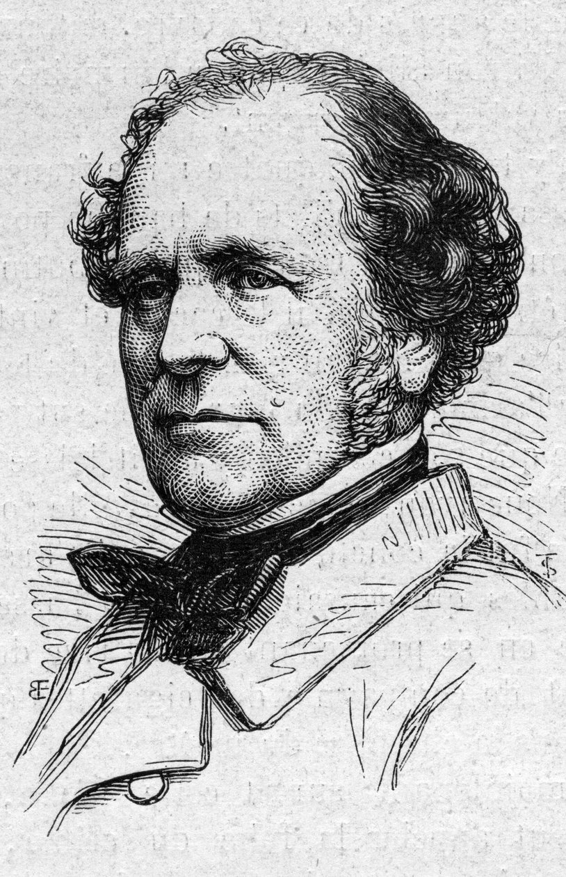 Portret Francois Auguste Mignet (1796-1884), francuskiego historyka i akademika. Grawer w „”Le Monde Illustré””n°883 z dnia 14 marca 1874 r. autorstwa French School