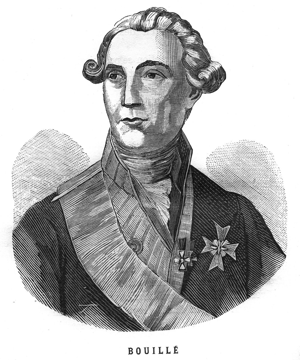 Portret Francois Claude Amour, markiza de Bouille (1739-1800), francuskiego generała. Grawer w „Les Illustrations De L