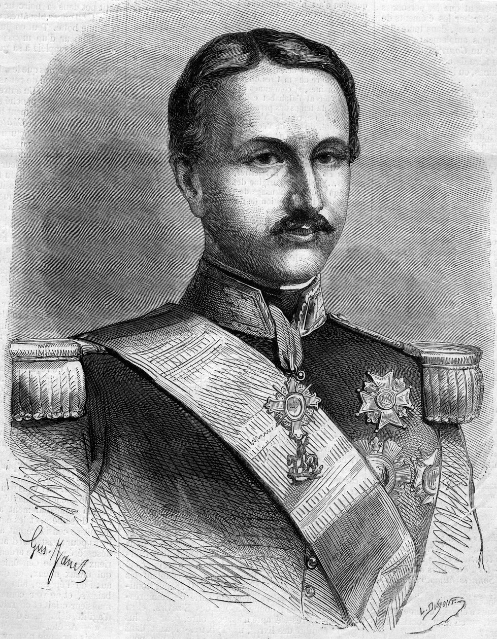 Portret Franciszka II (1836-1894), króla Neapolu. Grawer w „”Le Monde Illustré””n°172 z 28 lipca 1860 r. autorstwa French School