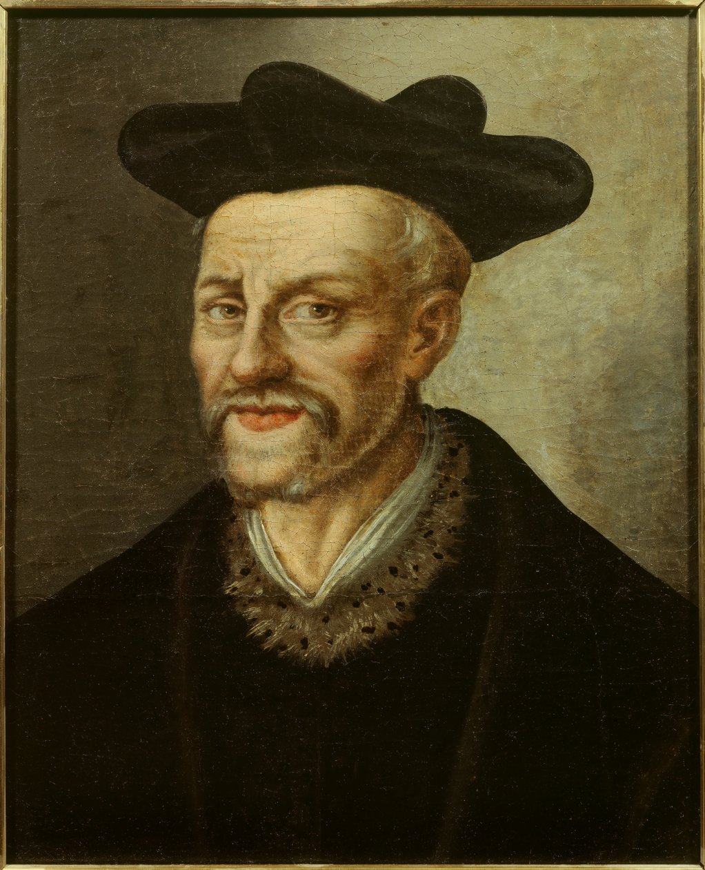 Portret Francois Rabelais (1494-1553), francuskiego pisarza i lekarza. Malarstwo Szkoły Francuskiej. 16 wiek. Słońce 0,49x0,40 m Musee du chateau de Versailles autorstwa French School