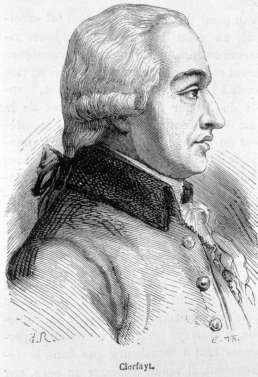 Portret Francois de Croix Comte de Clerfayt (lub Clairfayt), austriackiego feldmarszałka (1733-1798) - w „L’Histoire de France” Henri Martina autorstwa French School