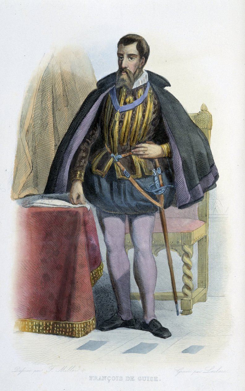 Portret Francois de Guise, francuskiego generała porucznika (1519-1563). - w „”Plutarch francuski”” autorstwa French School