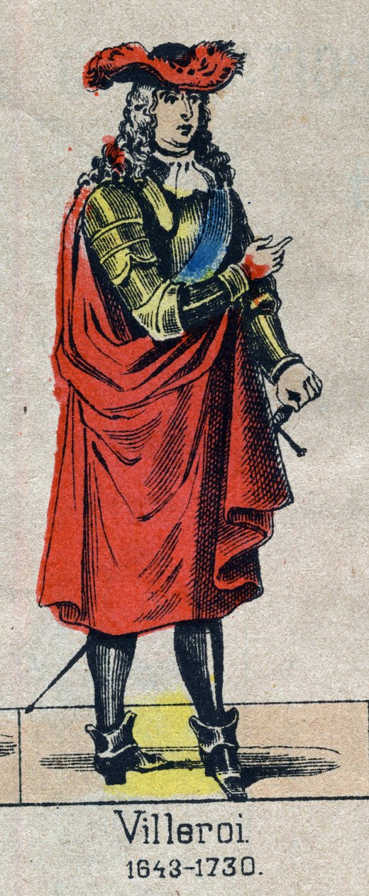Portret Francois de Neufville, księcia Villeroi, Marechala Francji (1644-1730). Wizerunek Epinal z końca XIX wieku. autorstwa French School