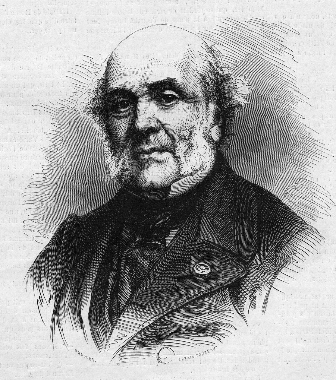 Portret Fryderyka Augusta Demetza (1796-1873), francuskiego prawnika, założyciela kolonii rolniczej i zakładu karnego Mettray, mającego na celu rehabilitację młodych przestępców. Grawerowanie w „”Le Monde Illustré””n°866 z 15 listopada autorstwa French School