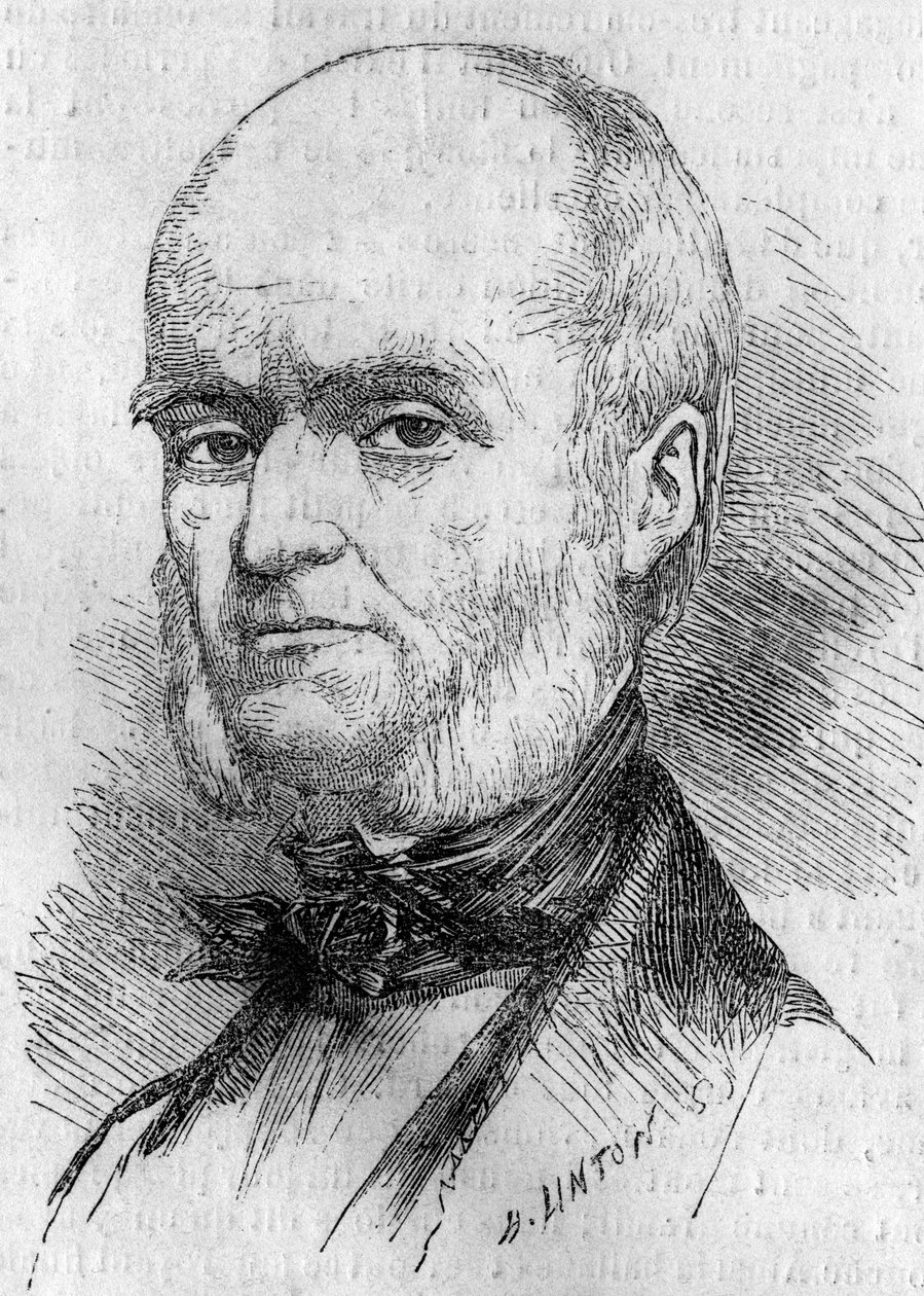 Portret Fryderyka Milleta (1796-1859), francuskiego miniaturzysty. Grawerowanie w „”Le Monde Illustré””n°133 z 29 października autorstwa French School