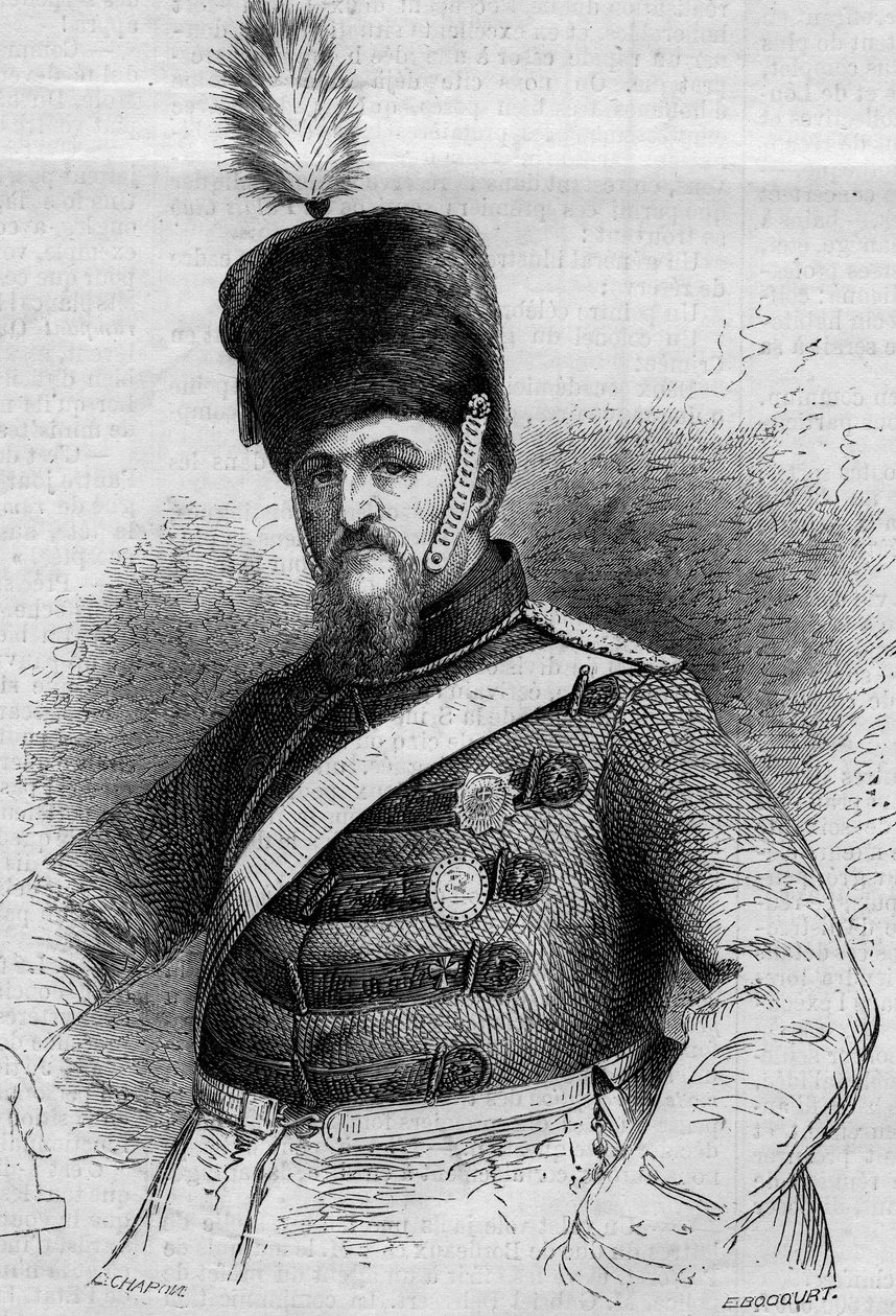 Portret Fryderyka VII (1808-1863), króla Danii. Grawer w „Le Monde Illustré” nr 346 z 28 listopada 1863 r. autorstwa French School