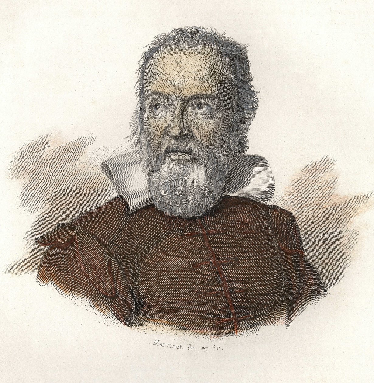 Portret Galileo Galilei dit Galilee (1564-1642), fizyka, matematyka i włoskiego astronoma. w "Portrety użytecznych ludzi" autorstwa French School