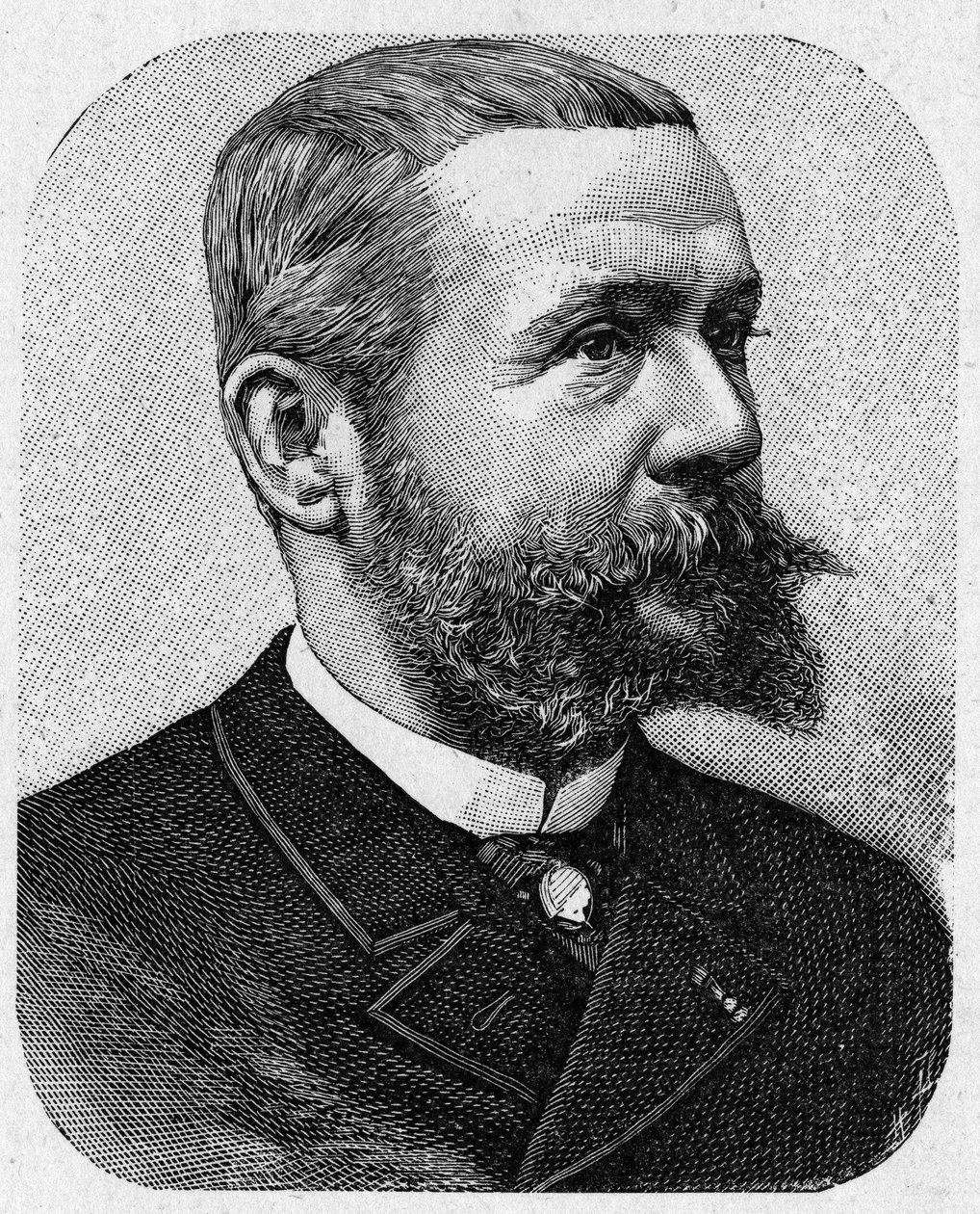 Portret Gastona Tissandiera (1843 - 1899), francuskiego aeronauty - w „Albumie nauki”; wybitni uczeni; Wielkie odkrycia”” 1896. autorstwa French School