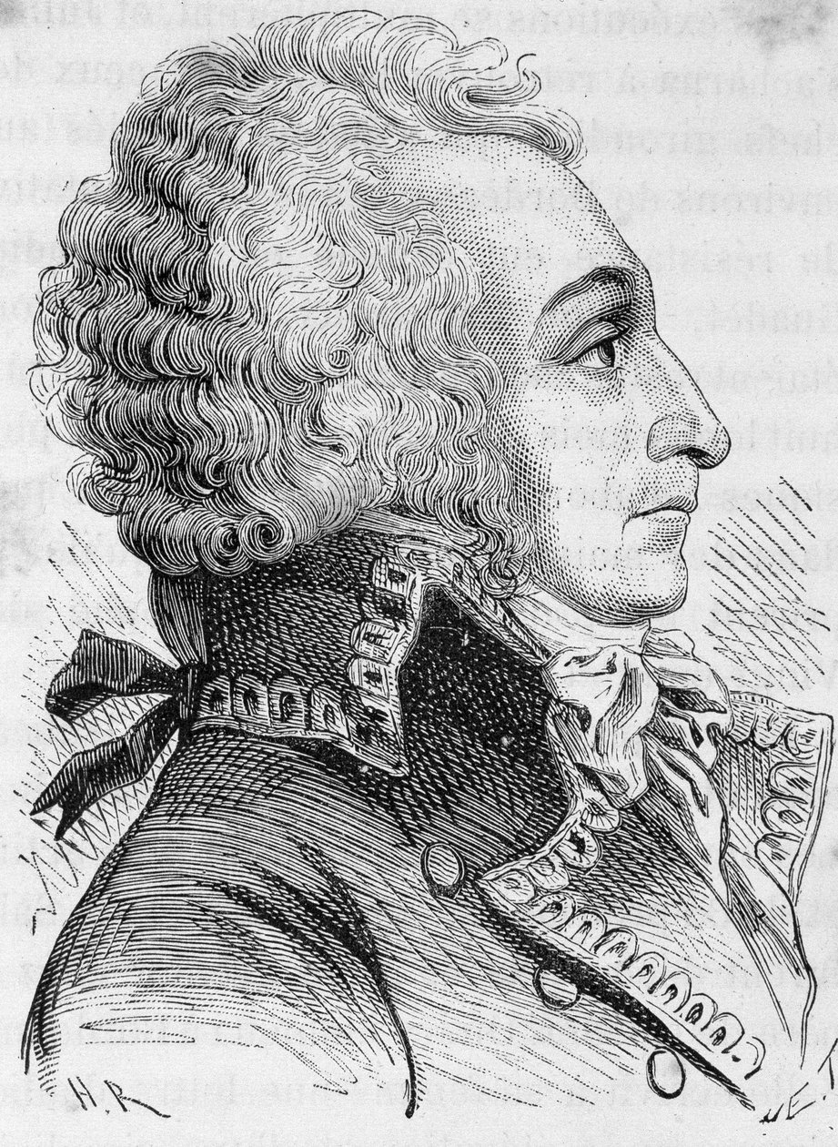 Portret generała Alexandre Viscount de Beauharnais (1760-1794), oskarżanego o złą obronę Moguncji w 1793 roku, został zgilotynowany - w „L