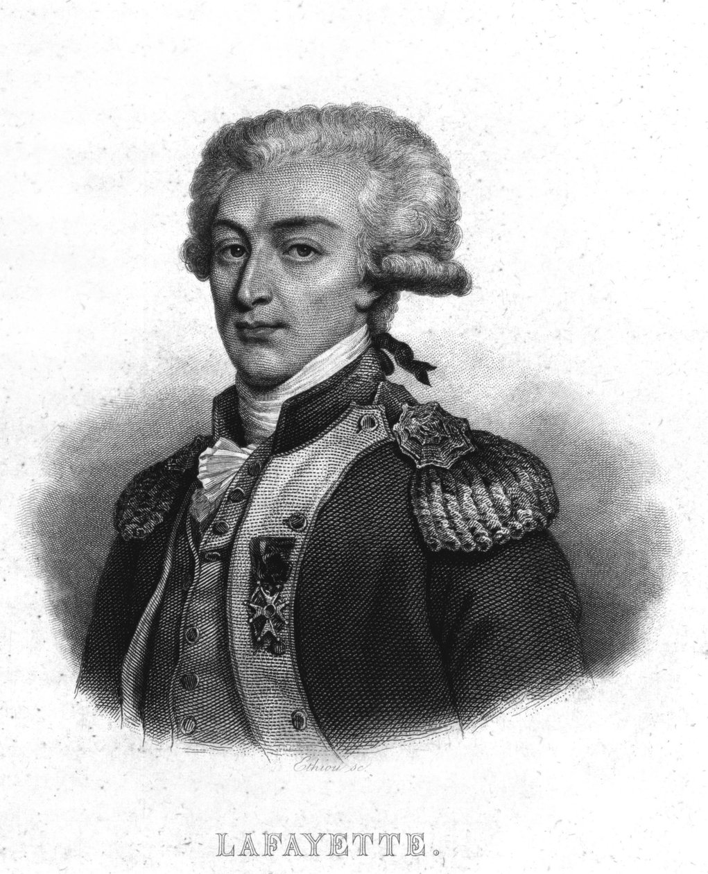 Portret generała La Fayette (Lafayette) (1757 - 1834) - w „” Revolution francaise” Thiersa. 19 wiek autorstwa French School