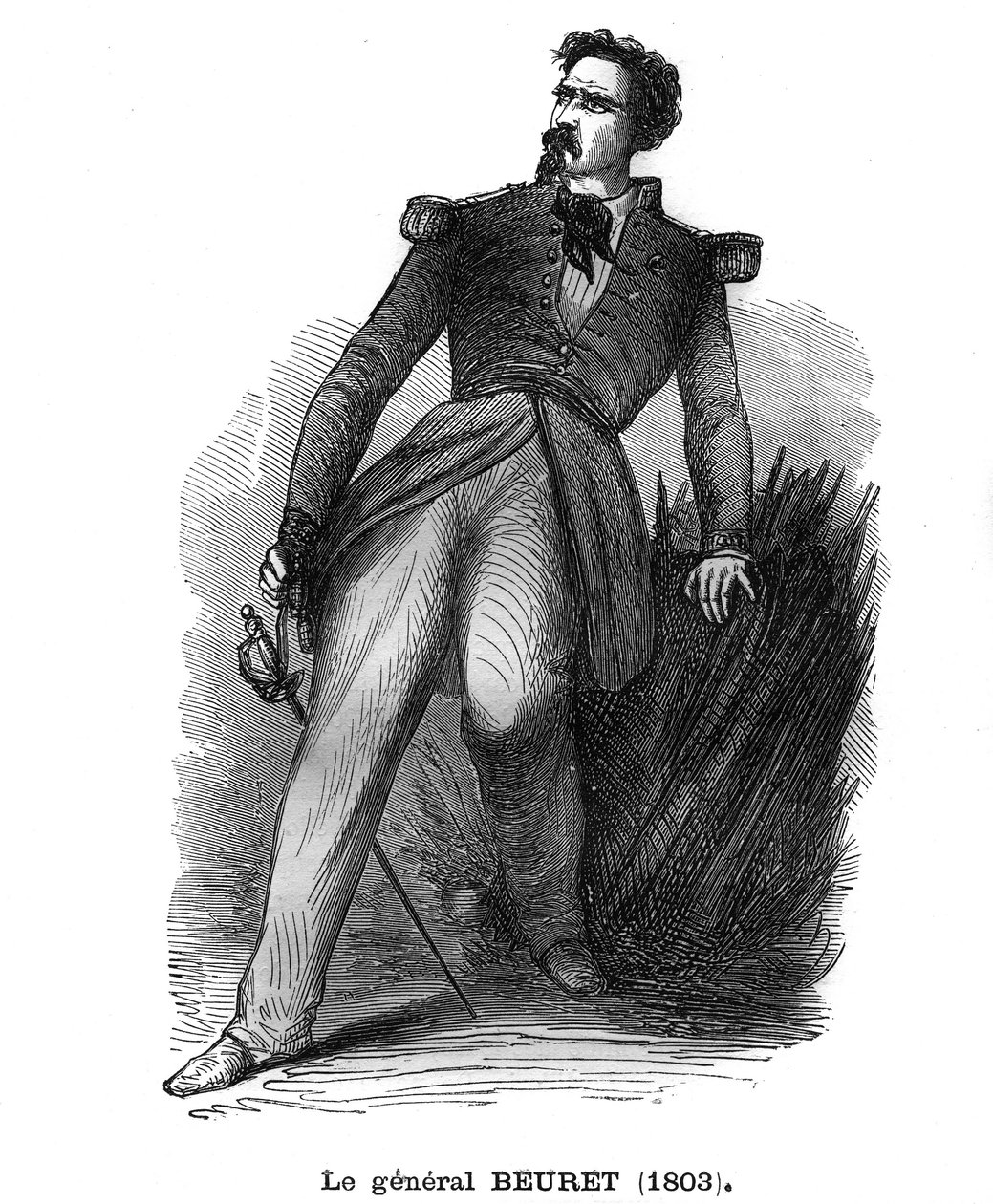 Portret Georgesa Beureta, francuskiego generała brygady (1803-1859), oficera Legii Honorowej. Grawer w „Les Illustrations De L