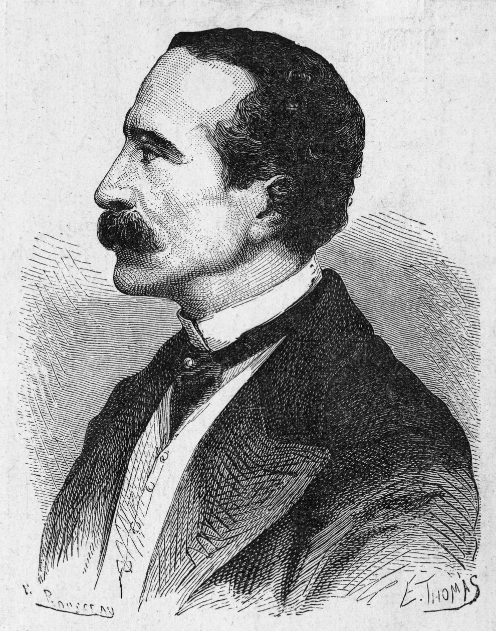 Portret Georgesa Bonelli, wynalazcy telegrafu typograficznego - w „Albumie Nauki”; wybitni uczeni; Wielkie odkrycia”” 1896. autorstwa French School