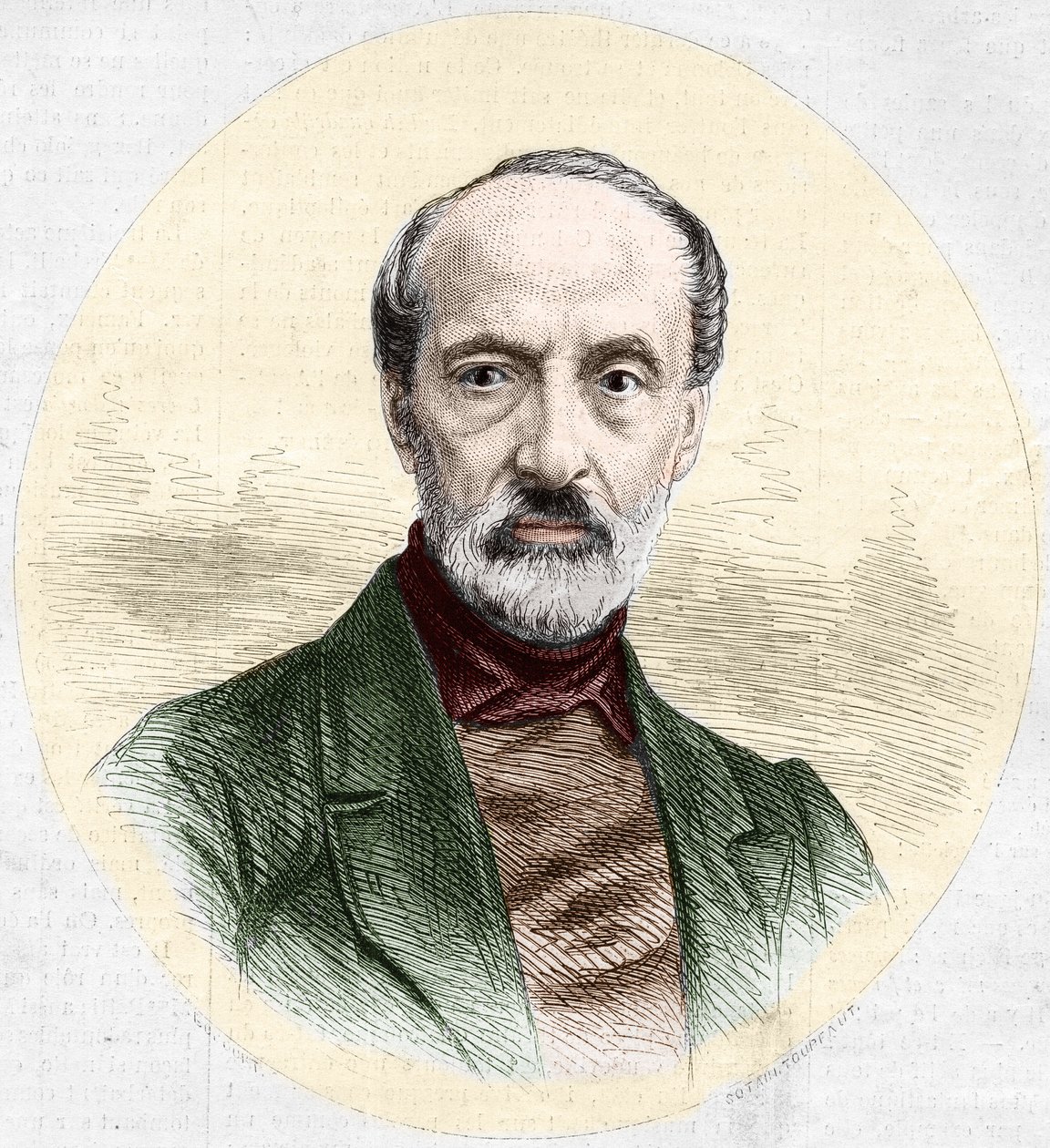 Portret Giuseppe Mazziniego (1805-1872), włoskiego polityka i nacjonalisty. Grawer w „”Le Monde Illustré”” nr 779 z dnia 16 marca 1872 r. autorstwa French School