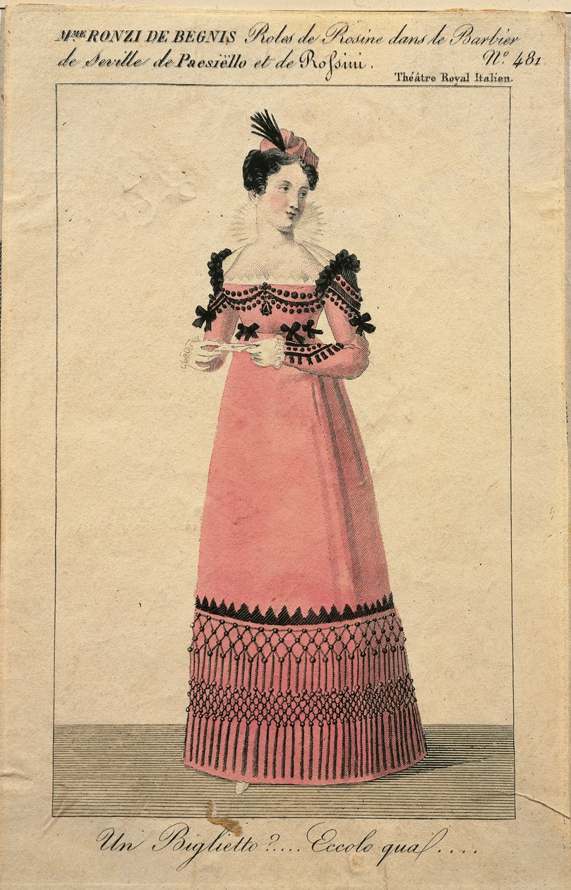 Portret Giuseppiny Ronzi de Begnis w roli Rozyny w „Cyruliku sewilskim” Gioachino Rossiniego; autorstwa French School