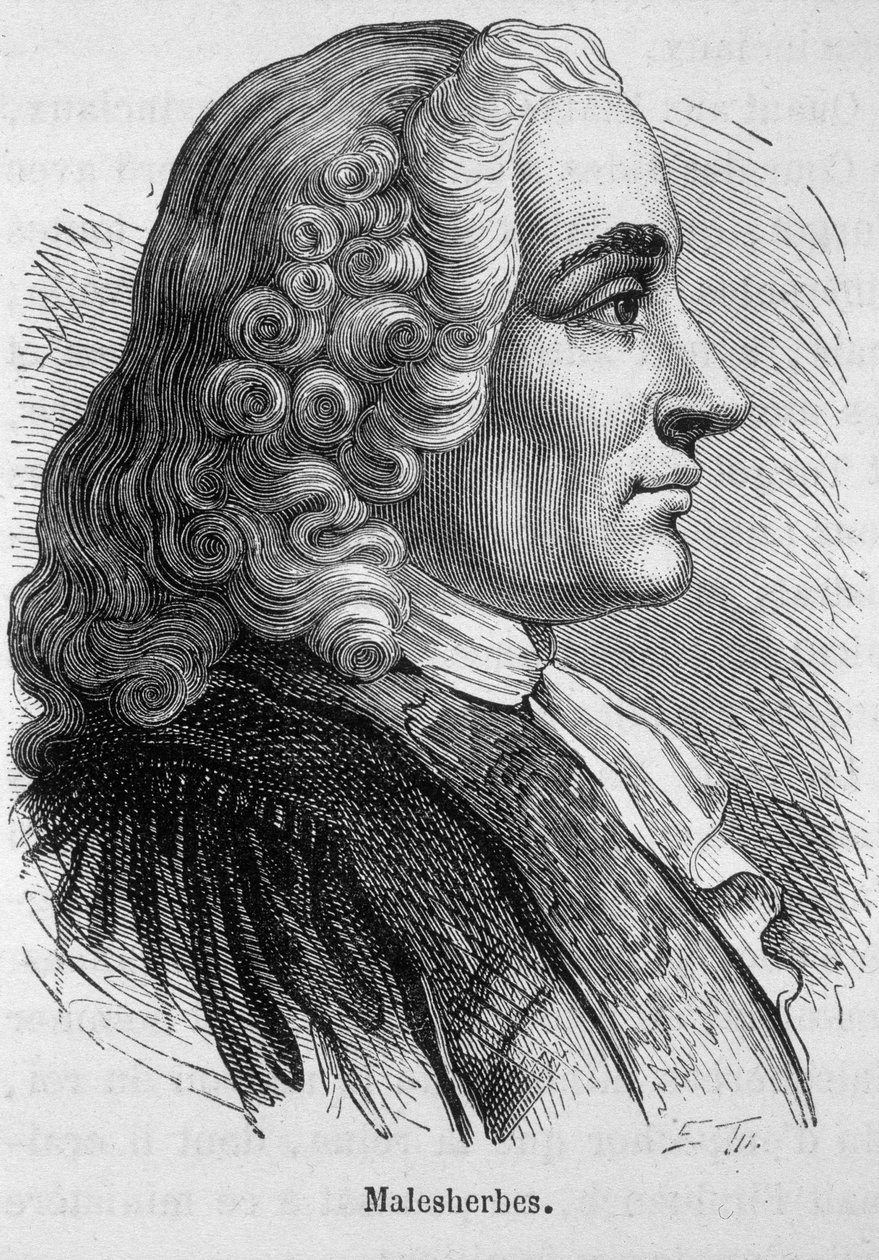 Portret Guillaume Chretien (Guillaume-Chretien) autorstwa Lamoignon de Malesherbes (1721-1794), francuskiego polityka - w „L’Histoire de France” Henri Martina autorstwa French School