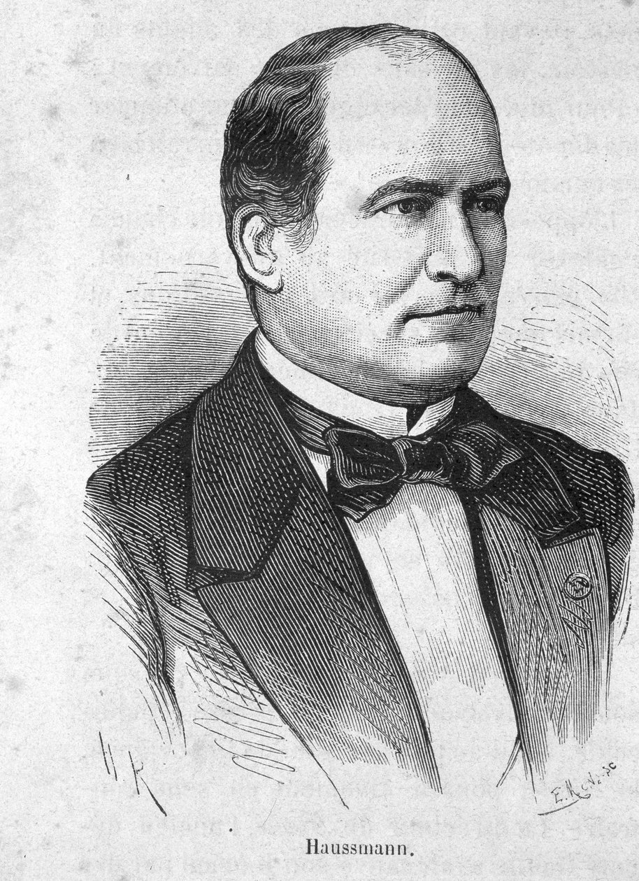 Portret Haussmanna (1809 - 1891) francuskiego polityka - w „Historii Francji” Henri Martin autorstwa French School