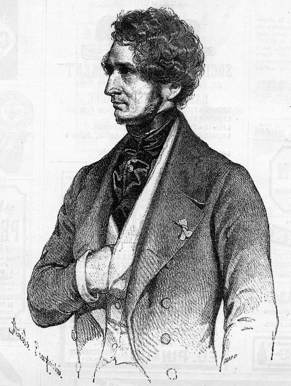 Portret Hectora Berlioza (1803-1869) ok. 1847 r. z litografii Amedee Charpentier. autorstwa French School