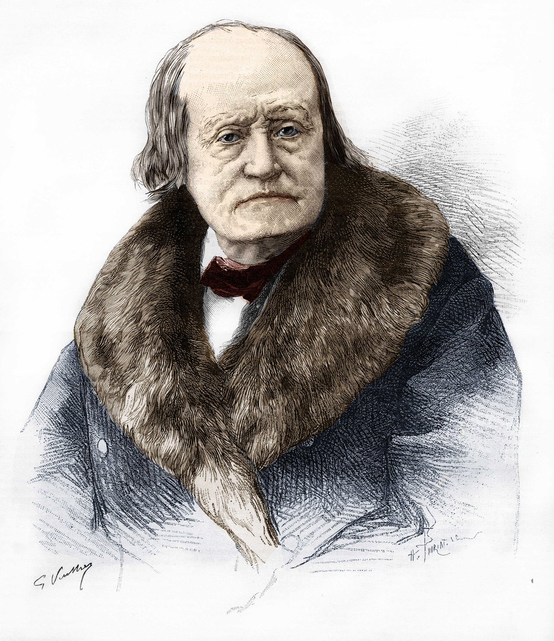 Portret Henri (Henry) Milne Edwards (Milne-Edwards). Francuski przyrodnik 1800-1885. Grawer „Le monde illustrious” z 1885 r. autorstwa French School
