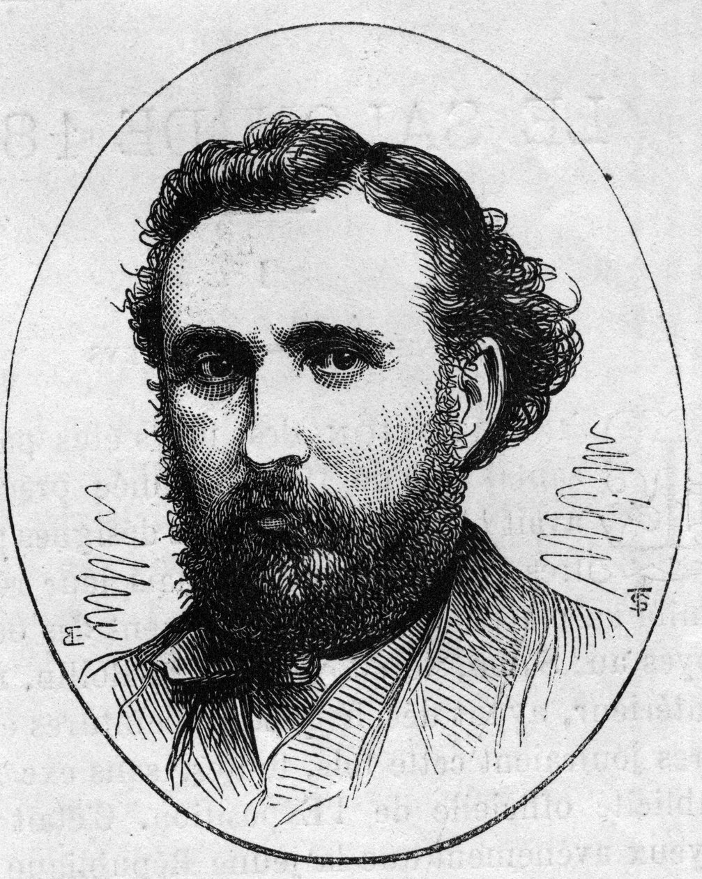 Portret Henri Chapu (1833-1891), francuskiego rzeźbiarza. Grawer w „”Le Monde Illustré””n°890 z dnia 2 maja 1874 r. autorstwa French School