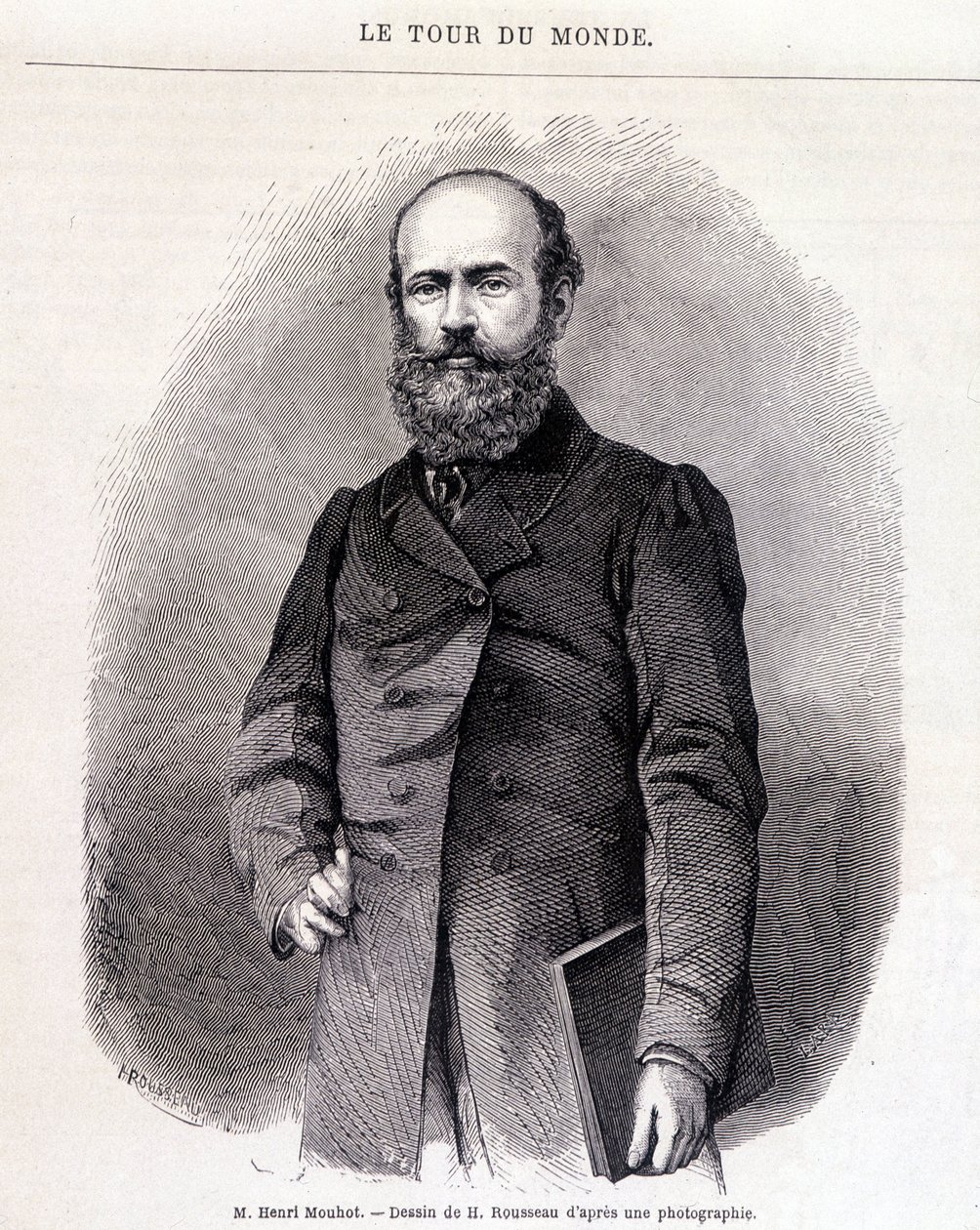 Portret Henriego Mouhota - w „Tour du Monde”, sem. 1863 autorstwa French School