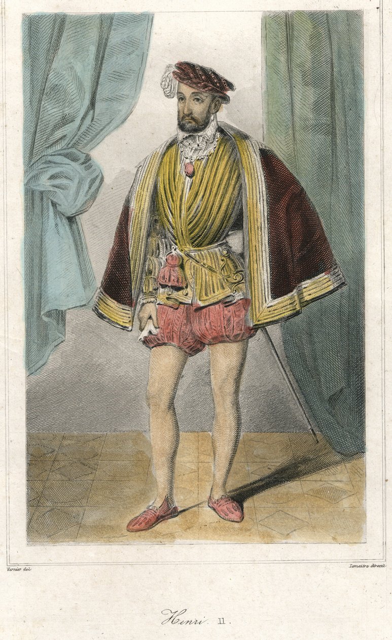 Portret Henryka II (1519 - 1559) z mieczem. autorstwa French School
