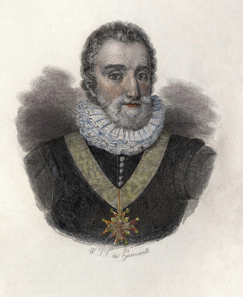 Portret Henryka IV (1553-1610), króla Francji (1589-1610) i Nawarry (1572-1610). W „”Portretach pożytecznych mężczyzn”” autorstwa French School