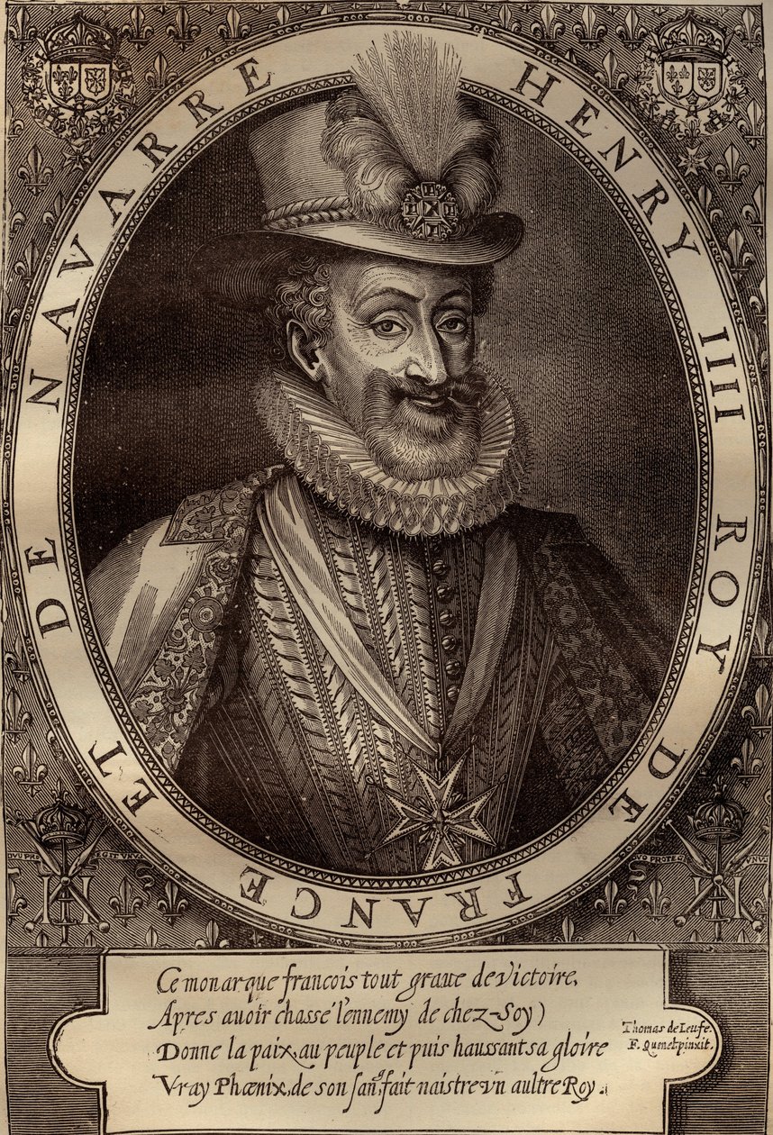 Portret Henryka IV (1553-1610) Król Francji - Portret Henryka IV (1553-1610) Król Francji - rycina XVII wiek autorstwa French School