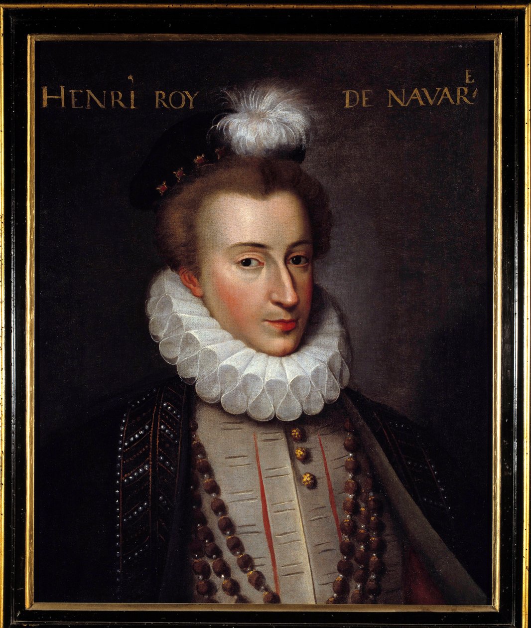 Portret Henryka IV (1553-1610) Króla Francji Malarstwo szkoły francuskiej. XVI w. niedz. 0,51x0,61m. Pau, muzeum zamkowe autorstwa French School