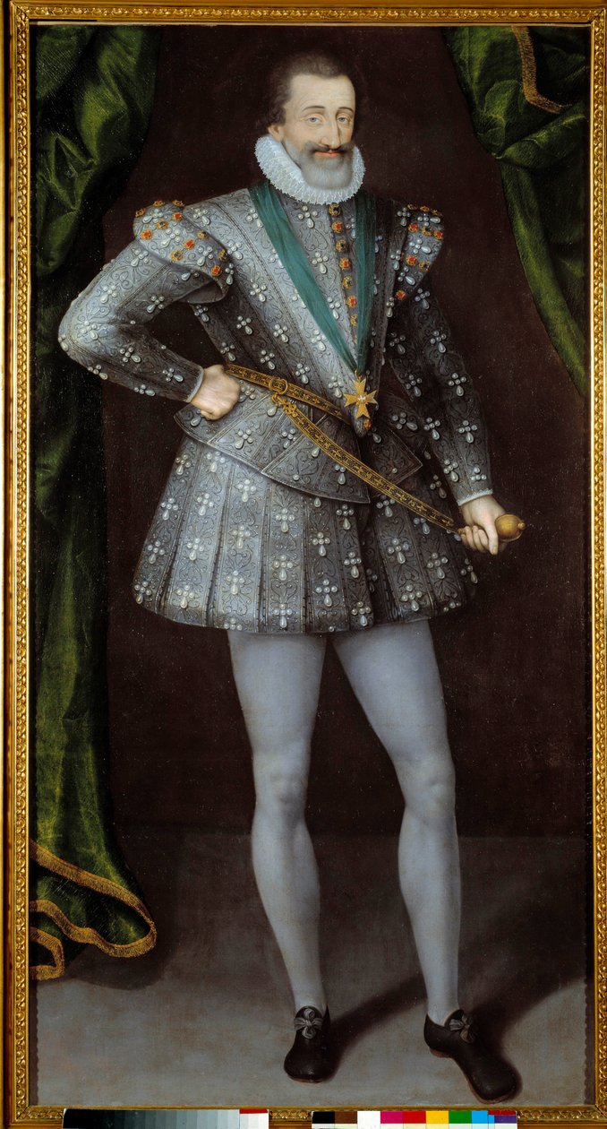 Portret Henryka IV króla Francji (1553-1610) anonimowy obraz z XVII wieku. Grenoble, Musee Des Beaux Arts. - Portret Henryka IV, króla Francji (1553-1610). Anonimowy obraz z XVII wieku. Muzeum Sztuk Pięknych, Grenoble, Francja autorstwa French School