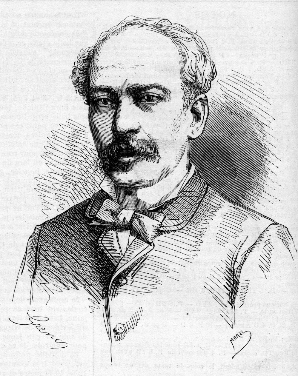 Portret Hermenegildo Capelo (1841-1917), portugalskiego odkrywcy. Grawerowanie w „” Świetnym Świecie”” autorstwa French School