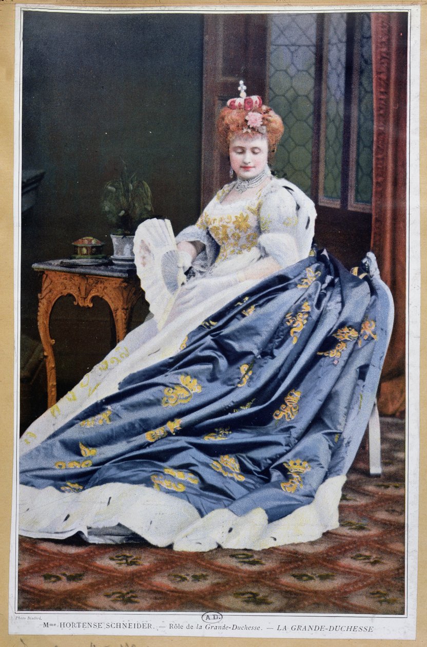 Portret Hortense Schneider (1833-1920) w roli Wielkiej Księżnej w Wielkiej księżnej Gerolstein Jacquesa Offenbacha (1819-90) c.1867 autorstwa French School