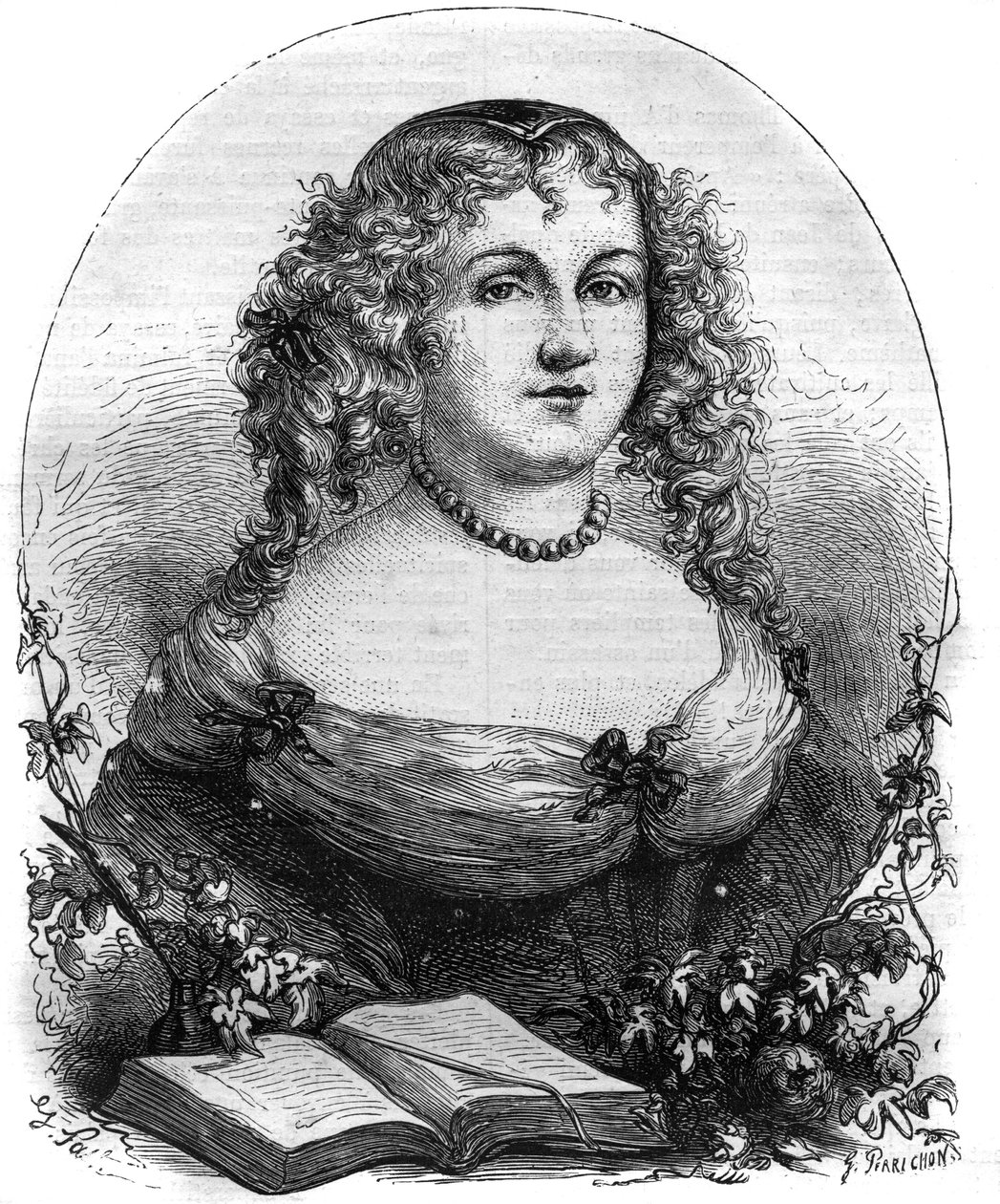 Portret Izabeli II Jerozolimskiej (Yolande de Brienne), królowej Jerozolimy (1212-1228) i żony Fryderyka II Świętego Cesarstwa. Rycina w „Historii papieży (...) Zbrodnie królowej króla i cesarzy na przestrzeni wieków” Maurice Lachatre autorstwa French School