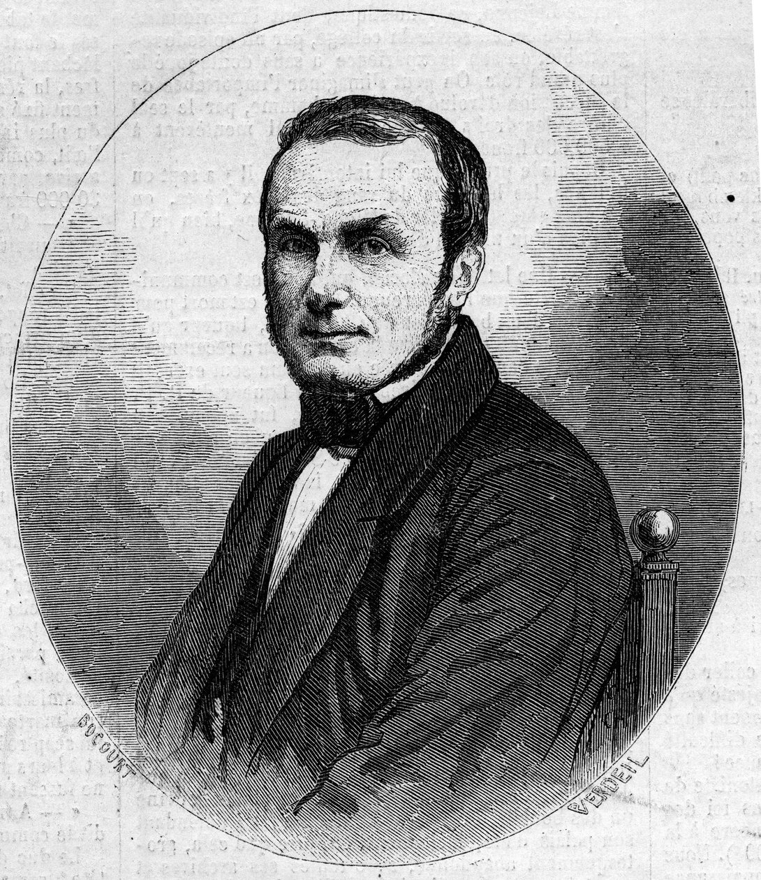 Portret Isidore Geoffroy Saint Hilaire Saint Hilaire (Saint-Hilaire) (1805-1861), francuski zoolog, syn Etienne Geoffroy Saint-Hilaire. Grawerowanie w „” Świat Ilustrowany”” nr 241 z 23 listopada autorstwa French School