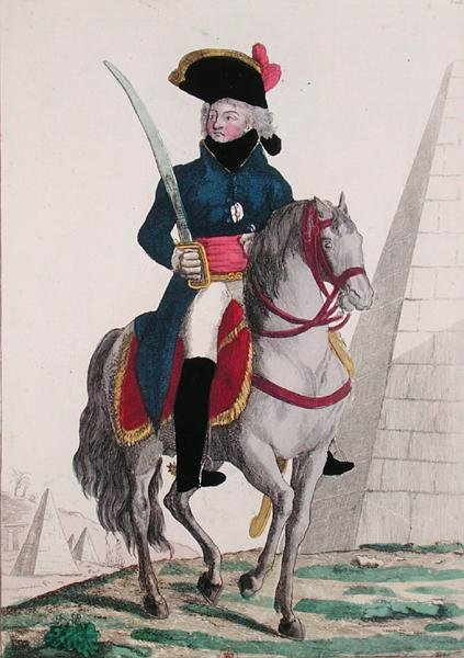 Portret Jeana Baptiste Klebera (1753-1800) przy piramidach, koniec XVIII w. (kolorowa rycina) autorstwa French School