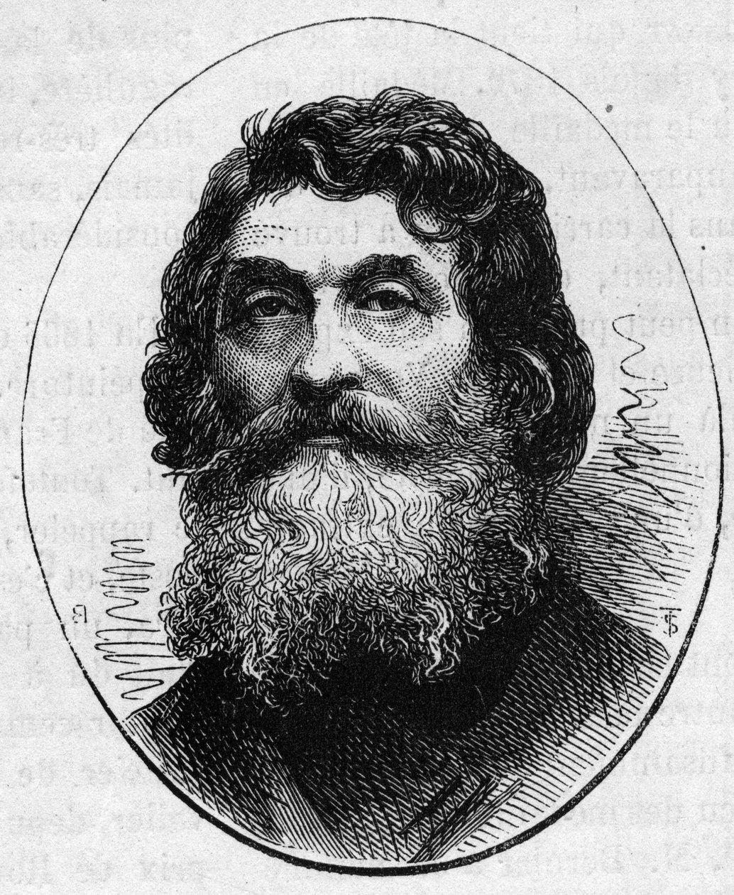 Portret Jeana Baptiste Paula Cabeta (1815-1876), francuskiego rzeźbiarza. Grawer w „”Le Monde Illustré””n°890 z dnia 2 maja 1874 r. autorstwa French School