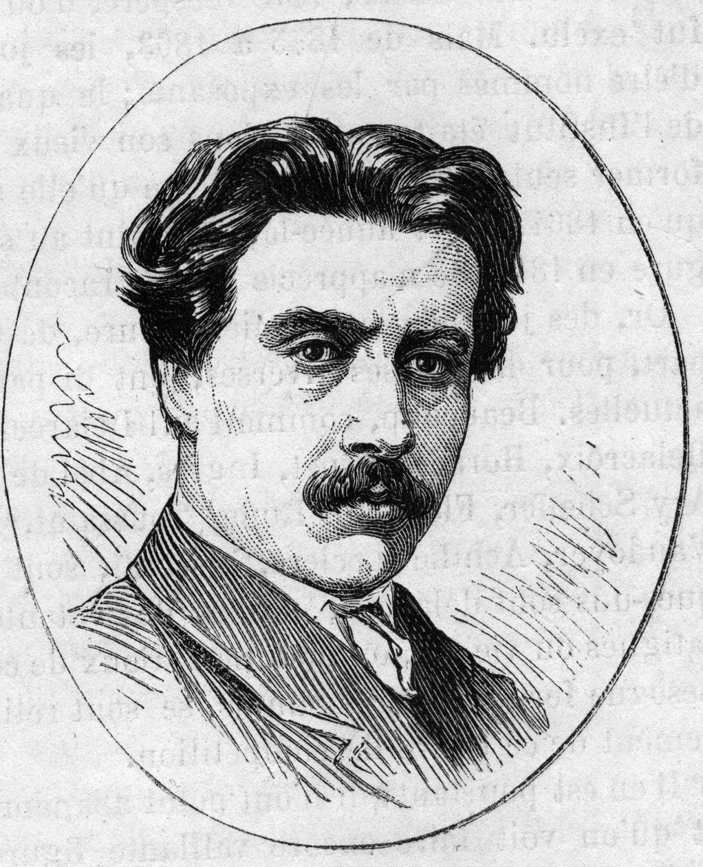 Portret Jeana Falguiere 1831-1900), francuskiego rzeźbiarza. Grawer w „”Le Monde Illustré””n°890 z dnia 2 maja 1874 r. autorstwa French School
