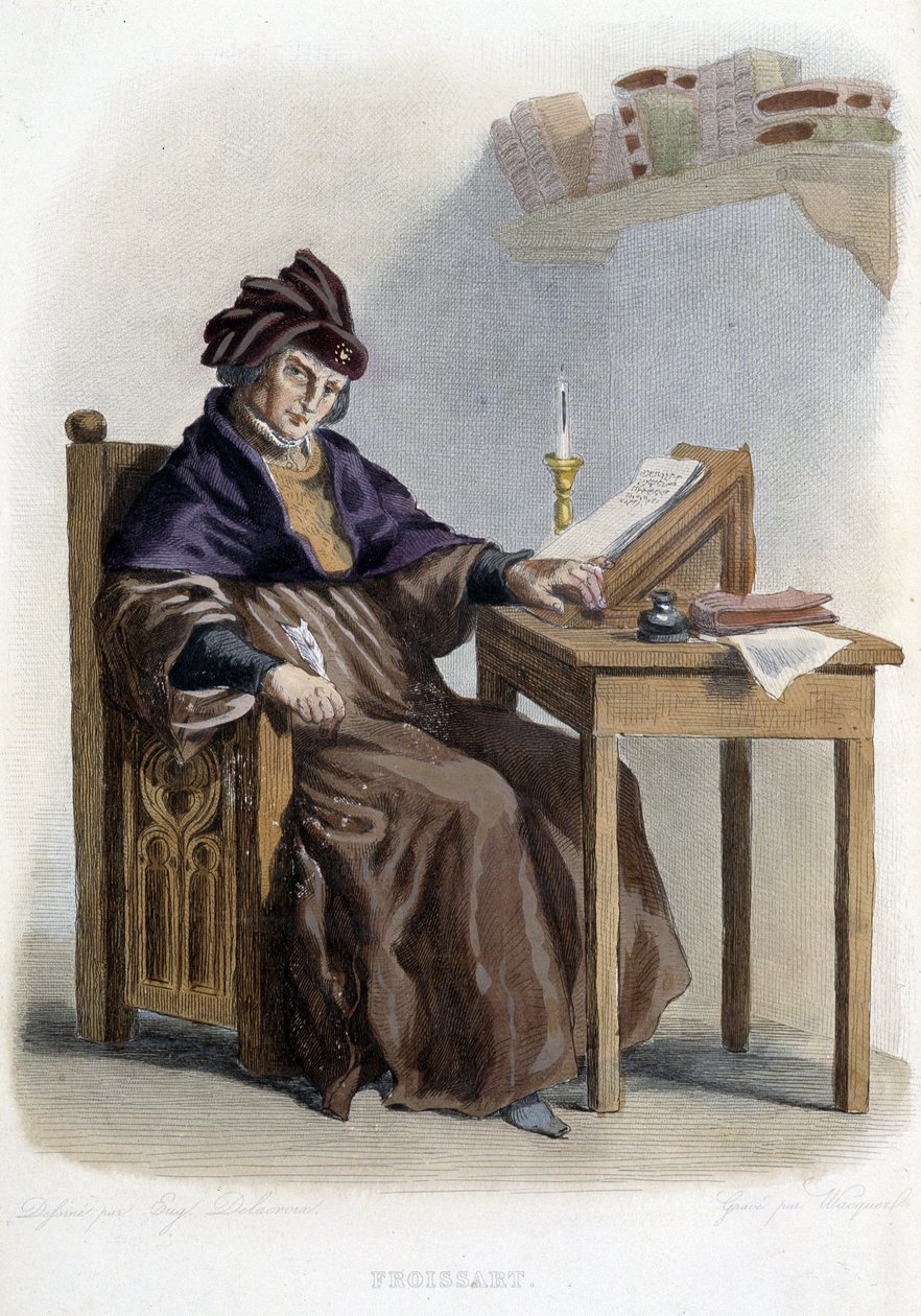 Portret Jeana Froissarta (1337-1404) w „”Plutarchu francuskim””, Editions Mennechet autorstwa French School