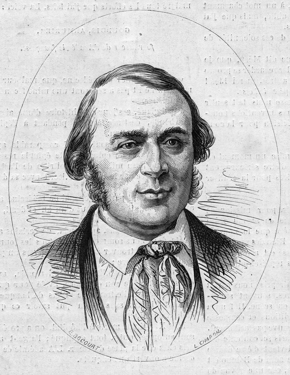 Portret Jean Louis Rodolphe Agassiz (1807-1873), amerykańskiego przyrodnika. Grawer w „”Le Monde Illustré””n°872 z 27 grudnia 1873 r. autorstwa French School